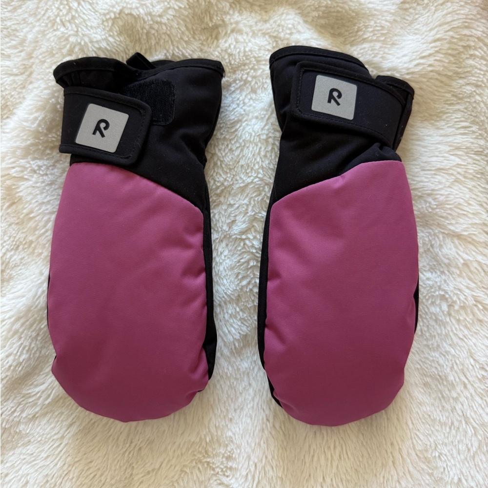 Cozy Pink and Black Kids Mittens